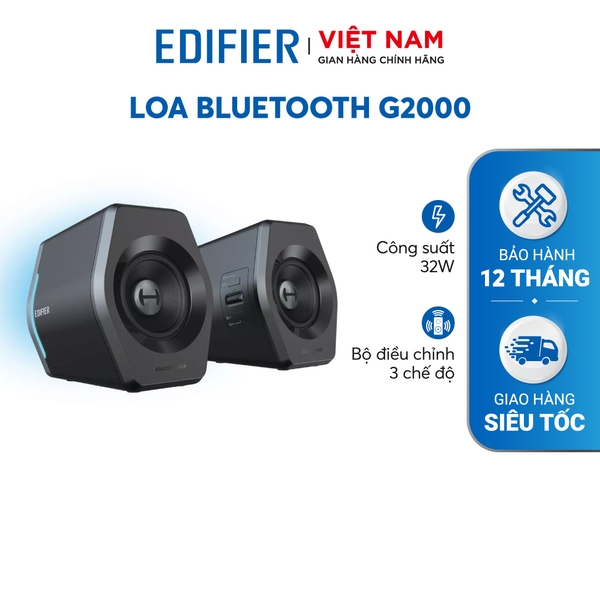 Loa máy tính Bluetooth EDIFIER G2000 Đèn led RGB - Công suất 32W Kèm cổng kết nối USB/ AUX - Hàng phân phối chính hãng