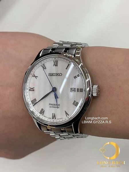 ĐỒNG HỒ NAM SEIKO PRESAGE SARY097 MÁY CƠ MẶT TRẮNG DÂY KIM LOẠI Long Bach  đồng hồ sang trọng