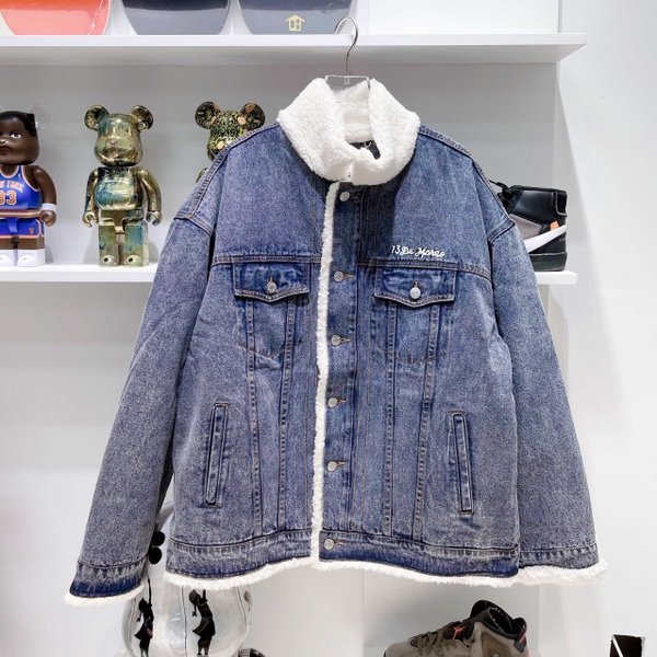 Áo 13De Marzo Bear Wearing Fleece Denim Bonnie Blue Jacket