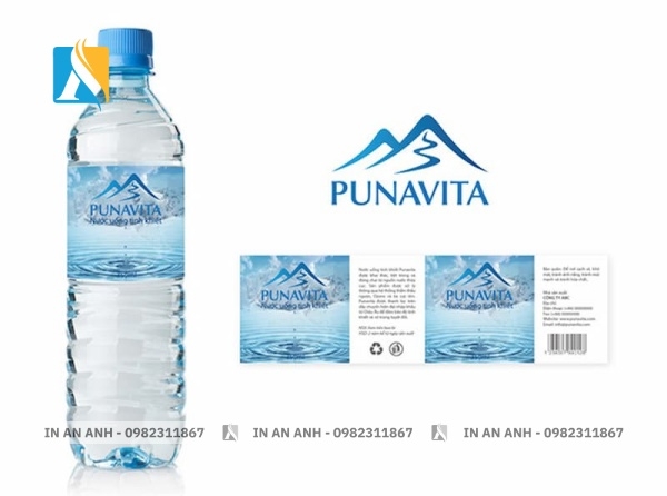 In tem dán chai với thông tin logo của cửa hàng