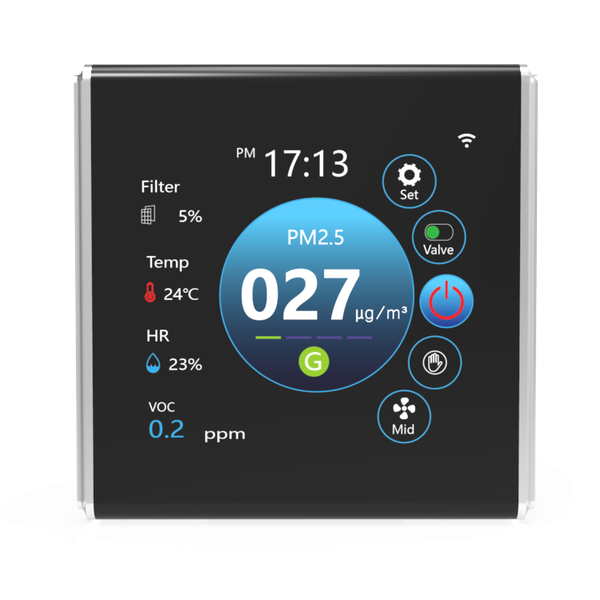 Điều khiển thông minh MIA-9G (AC) - LCD màu - 3 tốc độ Nhiệt độ độ ẩm CO2 PM2.5 VOC WIFI