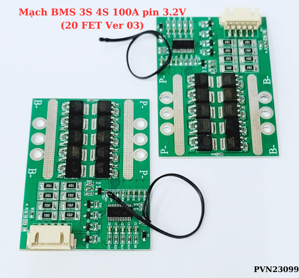 Mạch BMS 3S 4S 100A hệ pin 3.2V (20 FET Ver 03) sạc xả quản lí cell pin, bảo vệ chống chập tải,ngắt quá nhiệt, quá áp, sạc xả chung G2-A11