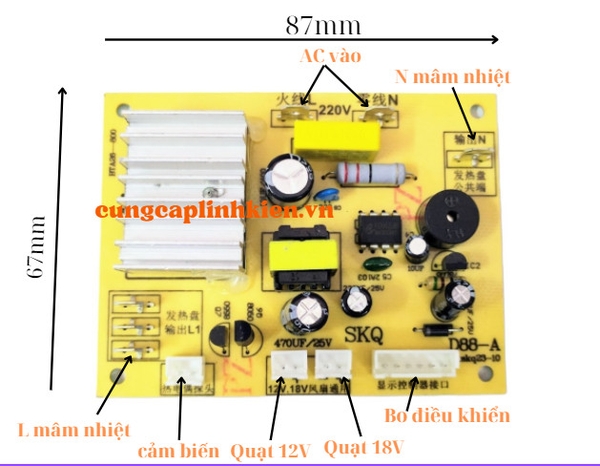 Bo mạch bếp hồng ngoại công suất 2100w G1-T4