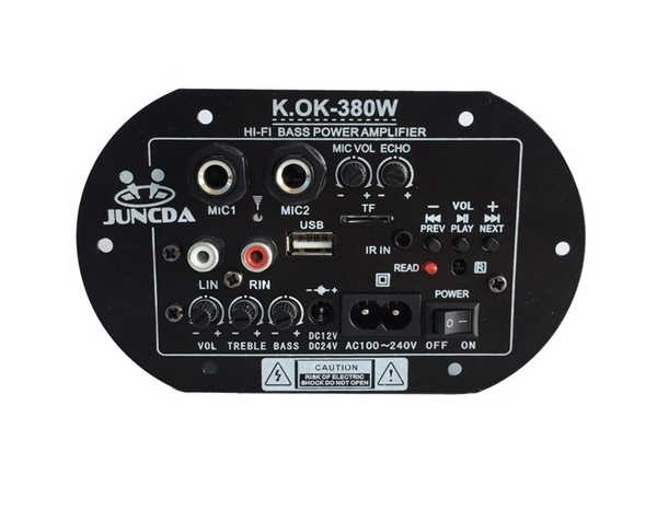 Mạch loa kéo tích hợp bluetooth 2 mic có điều khiển từ xa K.OK 380W