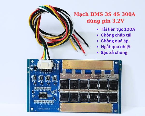 Mạch BMS 3S 4S 300A pin 3.2V có chống chập tải, quá tải, chống quá nhiệt KT: 50x106mm G4 -A11/A12 1.5%