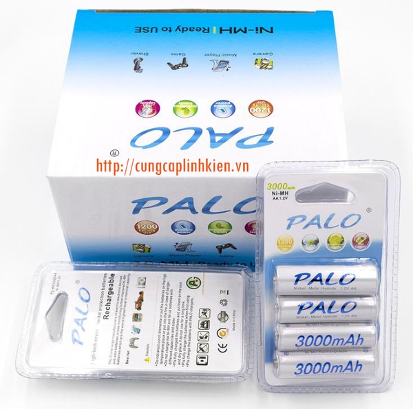 Pin sạc 3000mah vỉ 4 viên Palo trắng chuyên dụng cho micro và máy ảnh, và các thiết bị chạy pin AA 1.5V TU1 RK-71