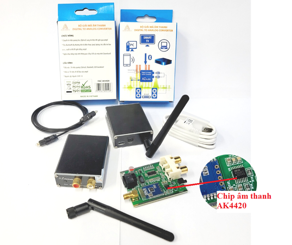 Bộ chuyển tín hiệu quang ra ampli cho tivi kèm bluetooth 5.0 V3 + USB máy tính chíp DAC AK4420 BH 6 tháng G2-0