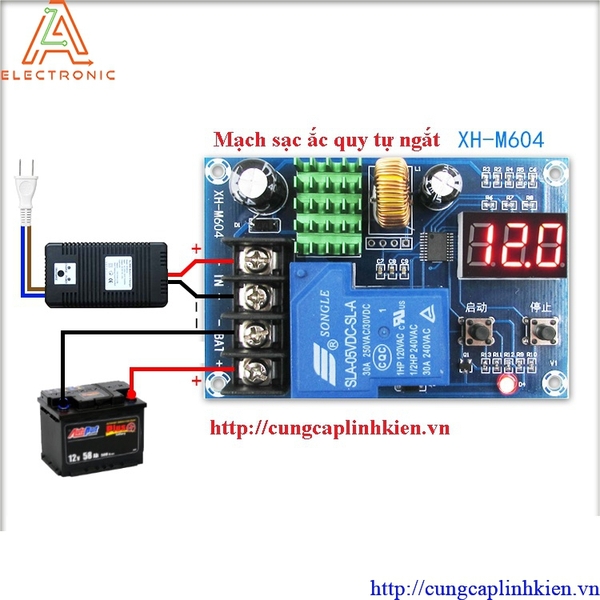 Mạch nạp ắc quy tự ngắt XH-M604 từ 6-60V TU3