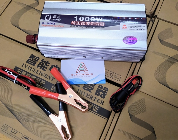 Kích điện, Bộ chuyển nguồn 24V lên 220V 1000W Sóng SIN chuẩn, Bộ nguồn inverter -kích điện 24V lên 220V G1-T3 KT: 103mm x 185mm(+50mm) x56mm