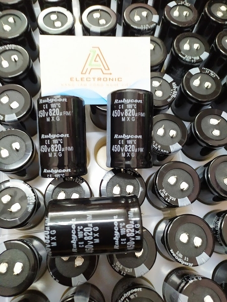 Tụ Rubycon 450v 820uf (new) có 3 KT: 35x60mm