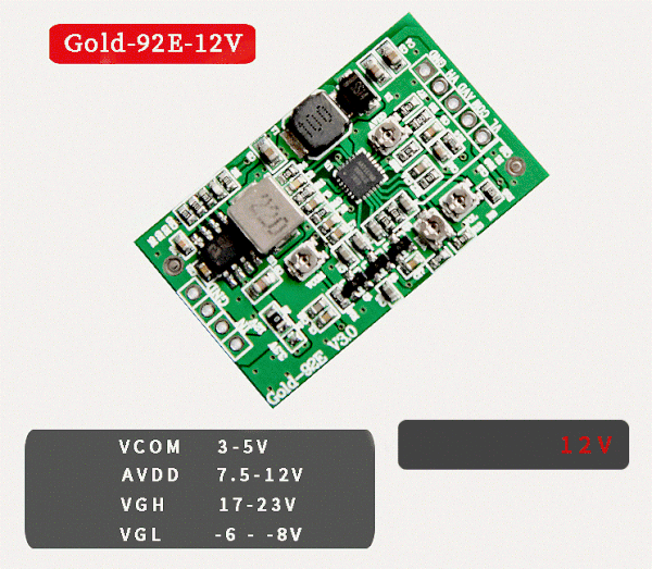 Gold-92Es Độ nguồn cho TCON VGL VGH VCOM AVDD điện áp đầu vào 12V module màn hình LCD