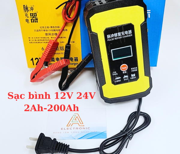 Sạc bình ac quy 12v từ 2Ah-200Ah có chức năng khử sunfat, tự ngắt khi đầy, chống ngược cực G1-T4