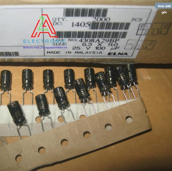 Tụ ELNA  25V 100UF  6,3 * 11mm RFO Gold Fever