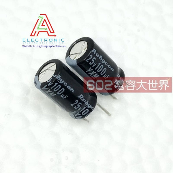 Tụ điện phân  Rubycon 25v100uf 6 * 11,5mm