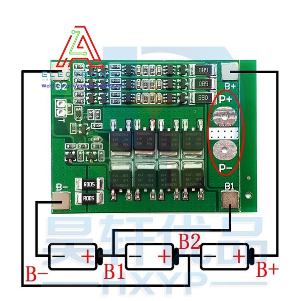 Mạch sạc pin 3S bảo vệ và cân bằng cell pin 18650 25A cell pin li-ion 3S 9.6V 10.8V và 12V RK-166
