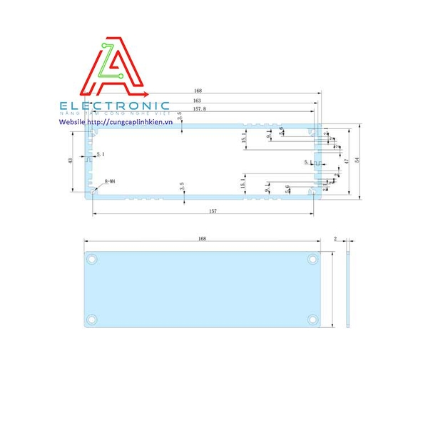 Vỏ hộp nhôm YGKT 168x54x100mm chải bạc và trắng