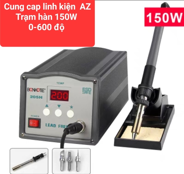 Trạm Hàn Bonkote 205H công suất 150W tặng 3 mũi hàn+1 lõi nhiệt tay hàn G2-T5