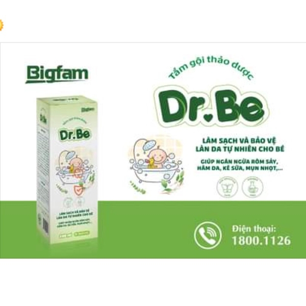 Nước Tắm Gội Thảo Dược Dr.Be Hết Rôm Sẩy Bảo Vệ Da Cho Bé Bigfam Chai 250ml