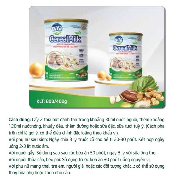 Sữa Ngũ Cốc Dinh Dưỡng Bifa Cereal Milk Bigfarm - Hộp 400/800 gam