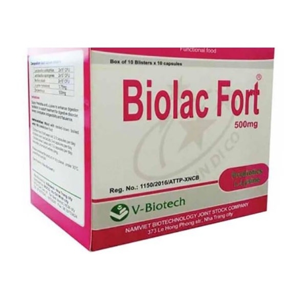 Viên Uống Biolac Fort 500mg V-Biotech - Hộp 100 viên