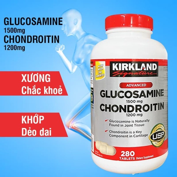 Viên Uống Hỗ Trợ Xương Khớp Glucosamine Kirkland HCL with MSM 1500mg - Hộp 375 viên