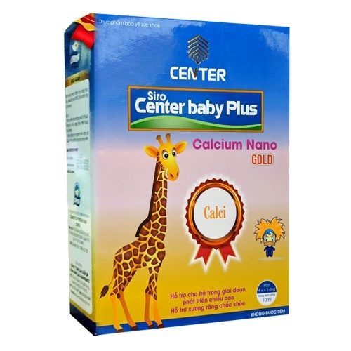 Siro Uống Center Baby Plus Calcium Nano Gold Hỗ Trợ Tăng Trưởng Chiều Cao - Hộp 4 Vỉ x 5 Ống x 10ml