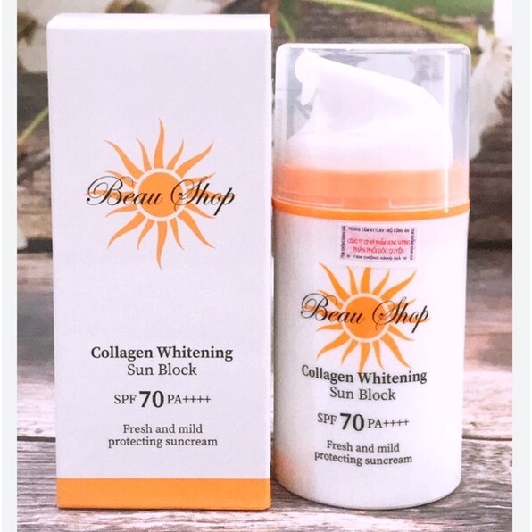 Kem Chống Nắng Collagen Whitening Sun Block SPF70 PA+++ Giúp Dưỡng Ẩm Chống Tia UV Hộp 1 Chai 80 Gram
