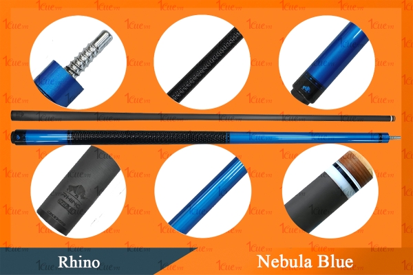 Cơ,Gậy Bi-a Rhino Nebula Blue - Ngọn Carbon 1Cue.vn