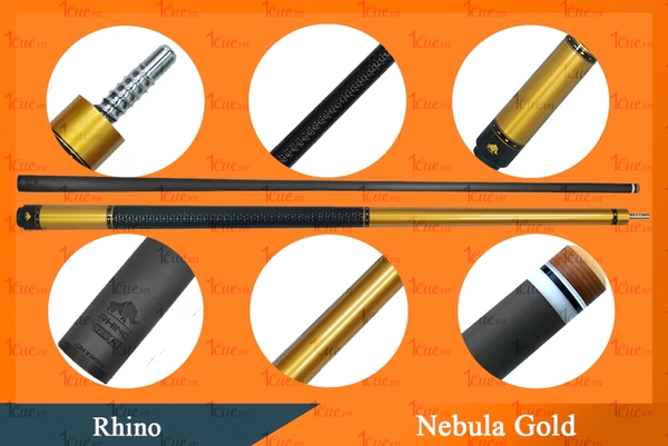 Cơ,Gậy Bi-a Rhino Nebula Gold - Ngọn Carbon 1Cue.vn