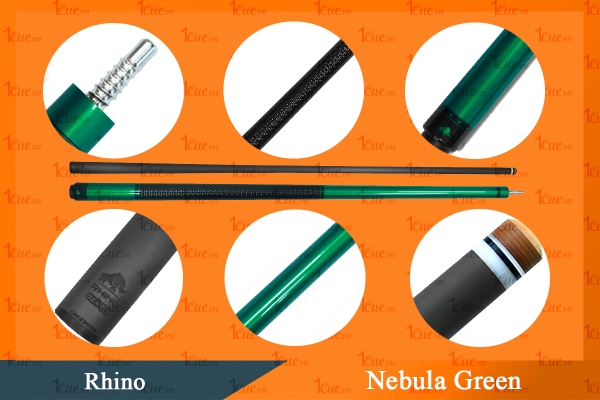 Cơ,Gậy Bi-a Rhino Nebula Green - Ngọn Carbon 1Cue.vn