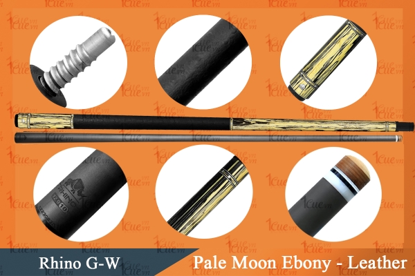 Cơ, Gậy Bi-a Rhino G-W Pale Moon Ebony - Leather Wrap   Ngọn Full Carbon