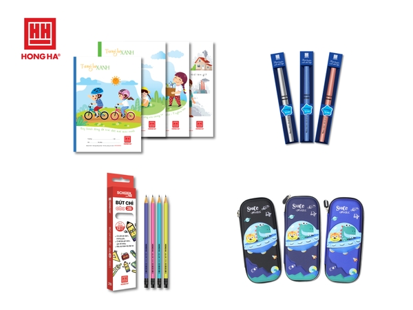 Combo Vở 5 Ô ly 48 trang Tương lai xanh 0519 + Bút máy nét hoa 2282 + Bút chì gỗ Hồng Hà ABC - 2B có kèm tẩy 3550 + Hộp bút EVA - 03 cao cấp 3516