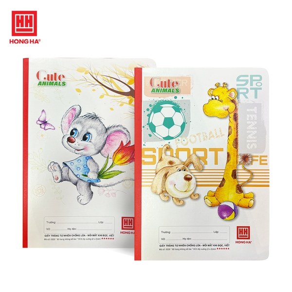 Vở 5 ô ly 80 trang School Cute Animals Hồng Hà - 0526