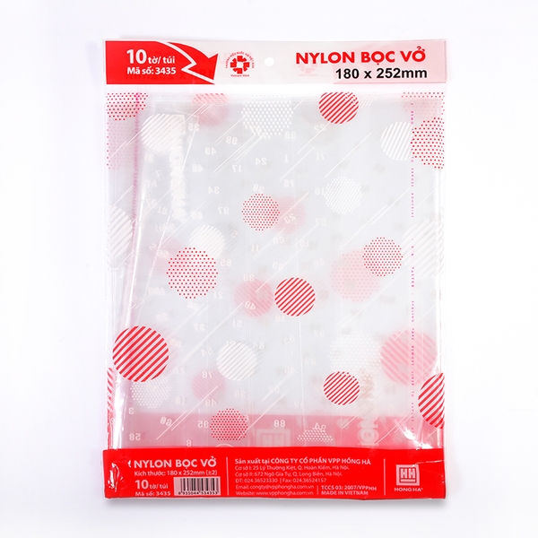 Bọc vở nylon cấp II- V1 Hồng Hà (180x252mm) - 3435