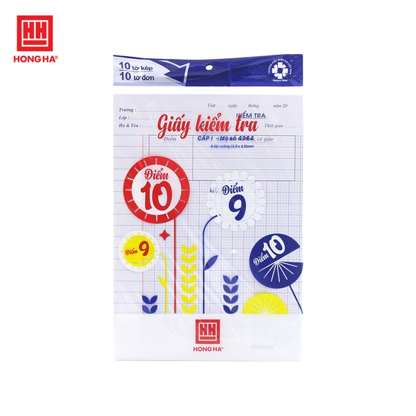 Giấy kiểm tra 4 ô ly điểm 10 dành cho học sinh cấp 1 - 4964