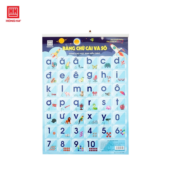 Bảng chữ cái và số mẫu giáo có nẹp treo Hồng Hà - 7151