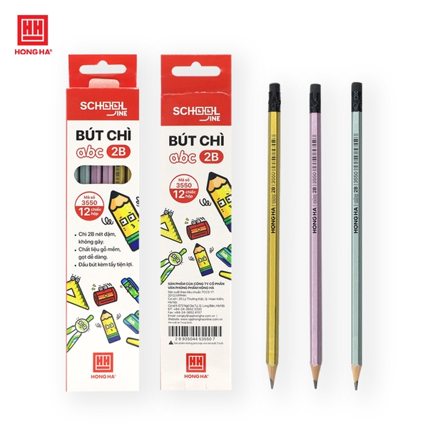 Bút chì gỗ ABC-2B có tẩy Hồng Hà - 3550