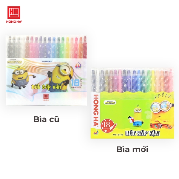 Bút sáp vặn Minions 18 màu - 8119