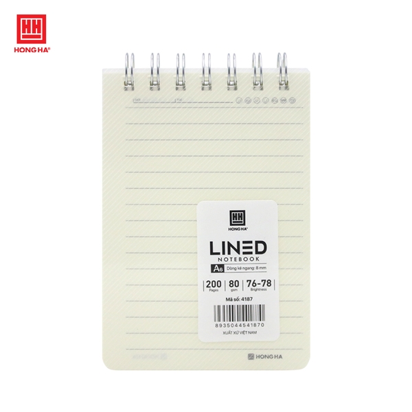 Sổ lò xo bìa nhựa trong kẻ ngang 200 trang A6 Hồng Hà - 4187