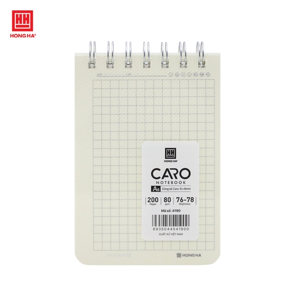 Sổ lò xo bìa nhựa trong Caro 200 trang A6 Hồng Hà - 4190