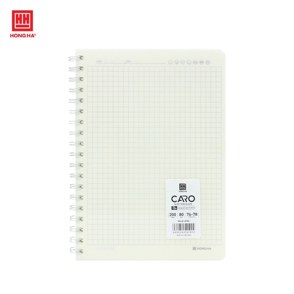 Sổ lò xo bìa nhựa trong kẻ caro 200 trang B5 Hồng Hà - 4192