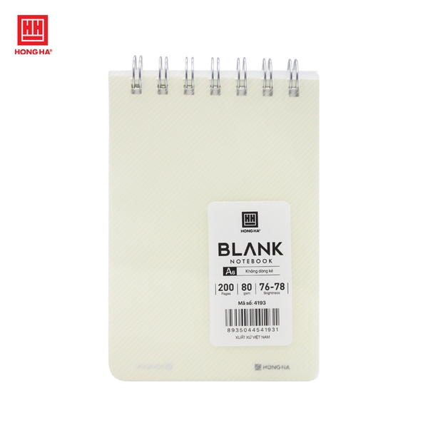 Sổ lò xo bìa nhựa trong ruột trắng 200 trang A6 Hồng Hà - 4193
