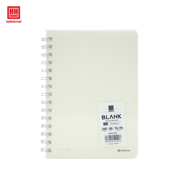 Sổ lò xo bìa nhựa trong ruột trắng 200 trang A5 Hồng Hà - 4194