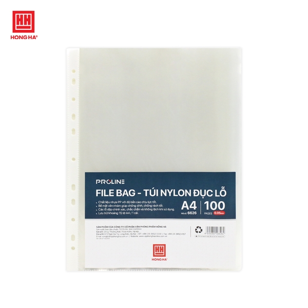 Túi nilon đục lỗ A4 Hồng Hà (túi 100 cái) - 6626