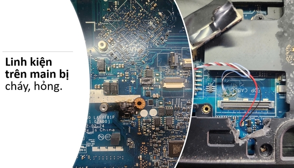 Sửa chữa laptop bị chập, cháy, hỏng main