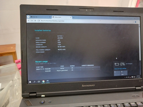 Cắm sạc pin không lên %