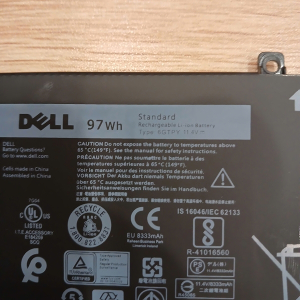 Pin laptop Dell mã 6GTPY 97W