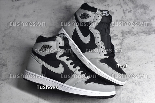 So Sánh Chất Lượng Tốt Nhất Chuẩn Tu Shoes giống 98% Real | Air Jordan 1 Retro High OG - Shadow 2.0