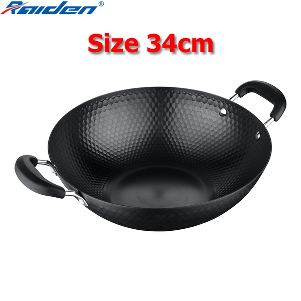 Chảo xào thép vân kim cương 34cm Greencook GCW02-34IH dùng được tất cả các bếp