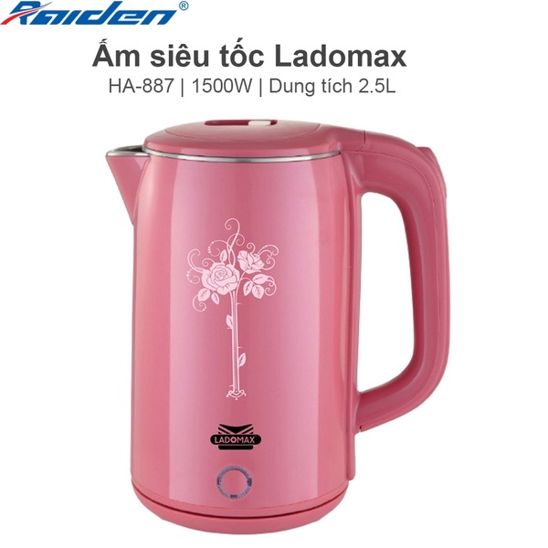 Ấm đun siêu tốc 2 Lớp 2.5L Ladomax Ha-887